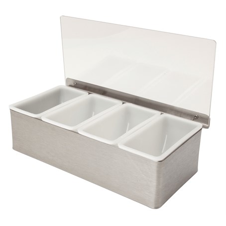 Stainless Steel Condiment Holder 4 Compartment